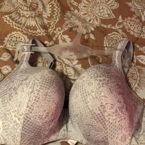 Flower pattern gray bra